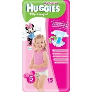 Подгузники для девочек Huggies Ultra Comfort размер 5 12-22 кг 15 шт.