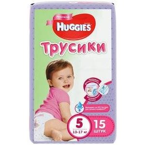 Подгузники-трусики для девочек Huggies размер 5 13-17 кг 15 шт.