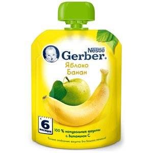 Пюре Gerber Яблоко-банан с 6 мес. 90 г