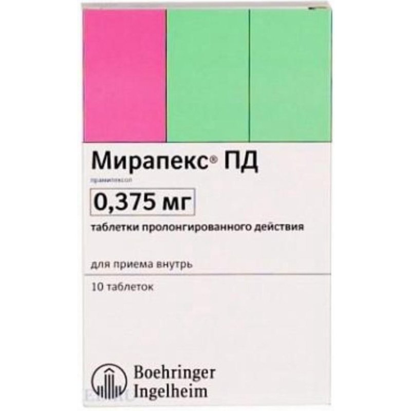 Мирапекс ПД таблетки пролонгированного действия 0,375 мг 10 шт.