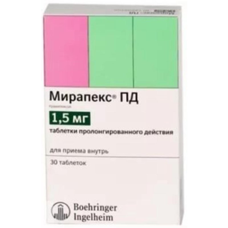 Мирапекс ПД таблетки пролонгированного действия 1,5 мг 30 шт.