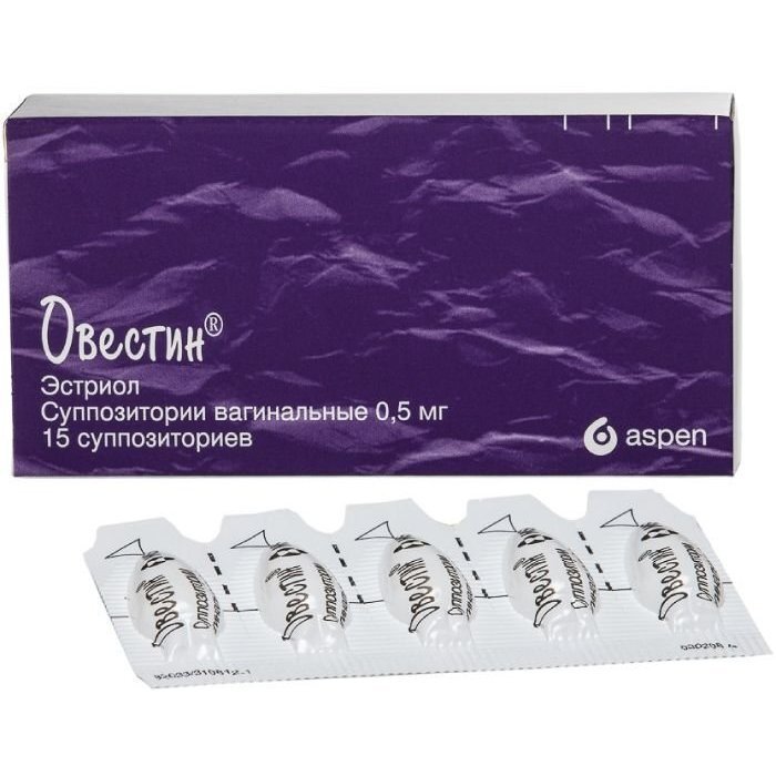 Овестин суппозитории вагинальные 0,5 мг 15 шт.