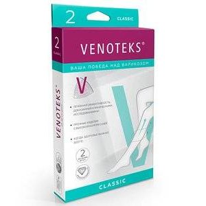Гольфы компрессионные женские Venoteks Classic 2 класс размер L черные открытый носок 2С113