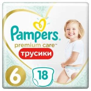 Подгузники-трусики Pampers Premium Care Pants размер 6 от 15 кг 18 шт.