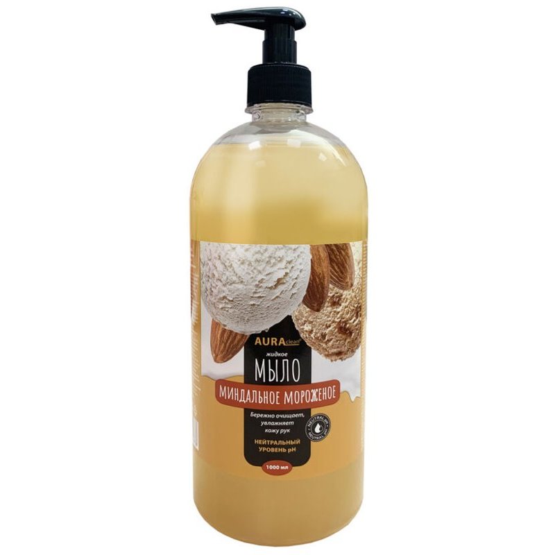 Крем-мыло жидкое Aura Clean Питательное с дозатором Мороженое миндальное 1 л