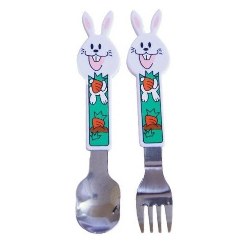 Набор Вилка и ложка Сказка 2262 из нержавеющей стали Зайчики 1 шт.