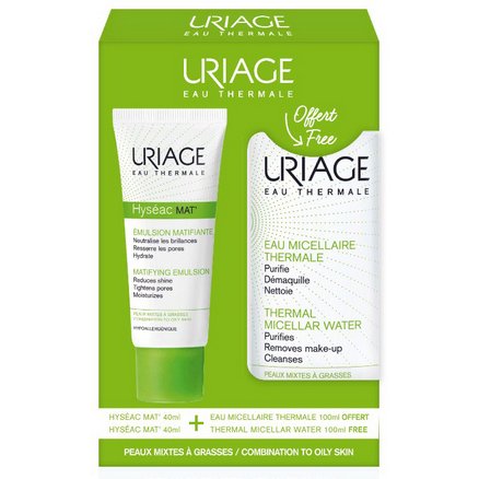 Набор Uriage Hyseac: Матирующий уход для лица 40 мл+Мицеллярная вода 100 мл