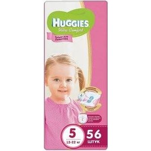 Подгузники для девочек Хаггис (Huggies) Ultra Comfort р-р 5 12-22 кг 56 шт.