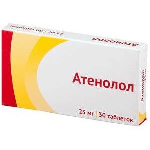 Атенолол таблетки, покрытые пленочной оболочкой 25 мг 30 шт.