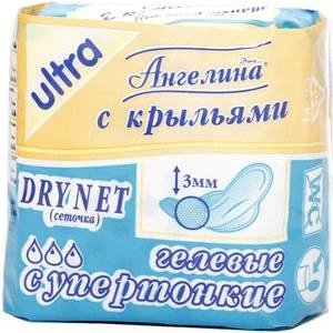 Прокладки Ангелина Drynet с крылышками супертонкие 8 шт.