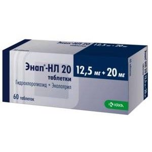 Энап-НЛ 20 таблетки 12,5 + 20 мг 60 шт.