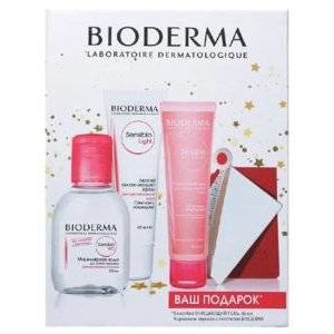 Набор Bioderma Sensibio: крем лайт 40 мл, мицеллярная вода 100 мл, гель очищающий для умывания 45 мл, зеркало