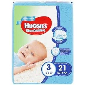 Подгузники для мальчиков Huggies Ultra Comfort размер 3 5-9 кг 21 шт.