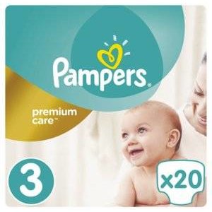 Подгузники Pampers Premium Care размер 3 5-9 кг 20 шт.