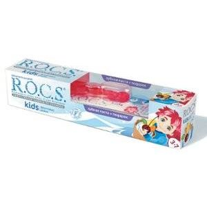 Набор Рокс (R.O.C.S.) Kids: Зубная паста для детей Фруктовый рожок с 3 до 7 лет 45 г + зубная щетка детская