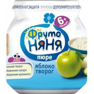 Пюре ФрутоНяня яблоко с творогом с 6 мес. 100 г