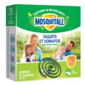 Спирали от комаров Mosquitall Защита для всей семьи 10 шт.