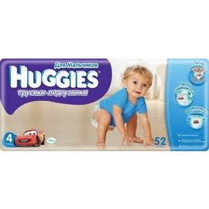Подгузники-трусики для мальчиковHuggies размер 4 9-14 кг 52 шт.