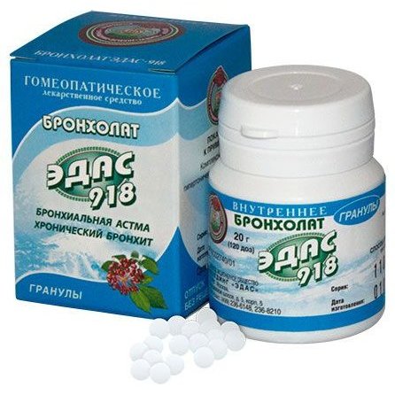 Эдас-918 Бронхолат гранулы гомеопатические 20 г