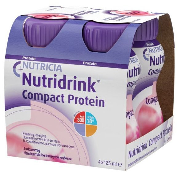 Жидкая смесь Nutridrink Компакт Протеин Клубника 125 мл бутылочка 4 шт.