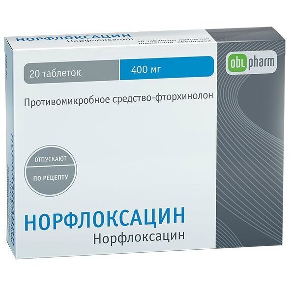 Норфлоксацин-OBL таблетки, покрытые пленочной оболочкой 400 мг 20 шт.