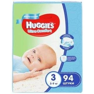 Подгузники для мальчиков Huggies Ultra Comfort размер 3 5-9 кг 94 шт.