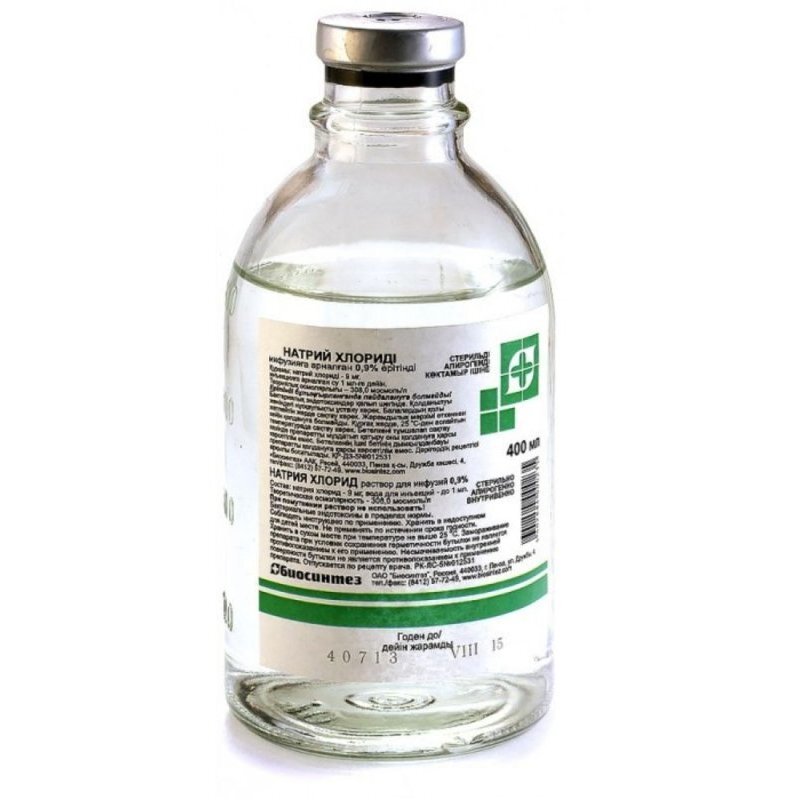 Натрия хлорид раствор для инфузий 0,9% 400 мл флакон 12 шт.
