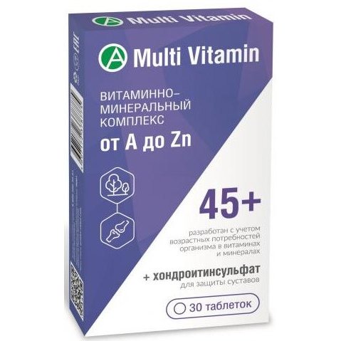 Витаминно-минеральный комплекс от A до Zn 45+ таблетки 30 шт.