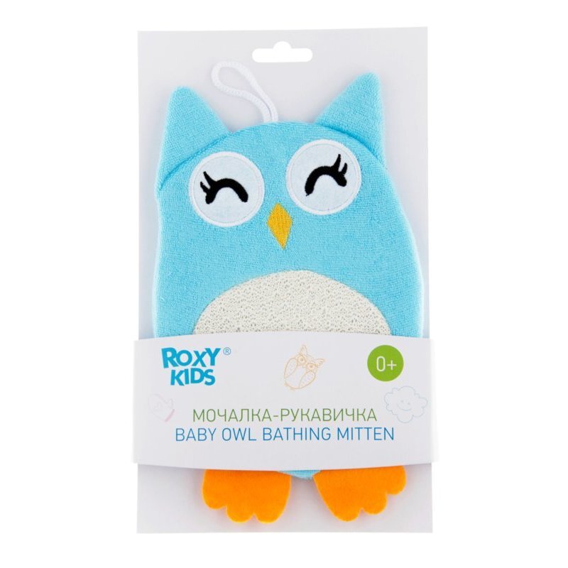 Мочалка-рукавичка хлопковая махровая Roxy-kids baby owl