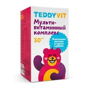 Витаминный комплекс Teddyvit для детей со вкусом клубники жевательные пастилки 30 шт.