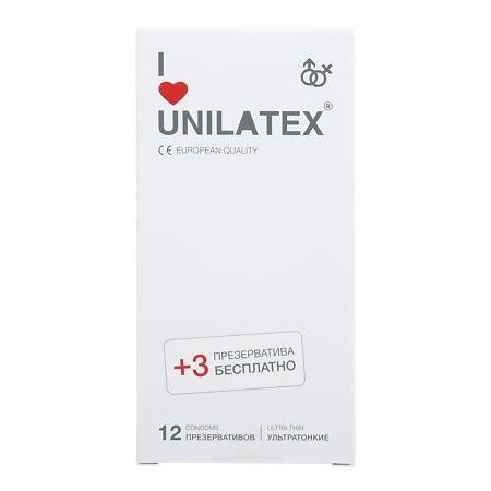 Презервативы Unilatex ultrathin 12 шт. + 3 шт. в подарок