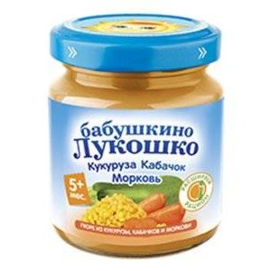 Пюре Бабушкино Лукошко кукуруза-кабачок-морковь с 5 мес., 100 г