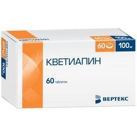 Кветиапин таблетки, покрытые пленочной оболочкой 100 мг 60 шт.