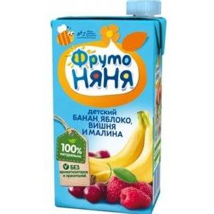 Нектар ФрутоНяня нектар банан, яблоко, вишня и малина с 3 лет, 500 мл