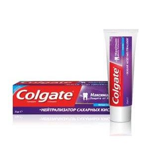 Зубная паста Colgate Максимальная защита от кариеса + нейтрализатор сахарных кислот 75 мл