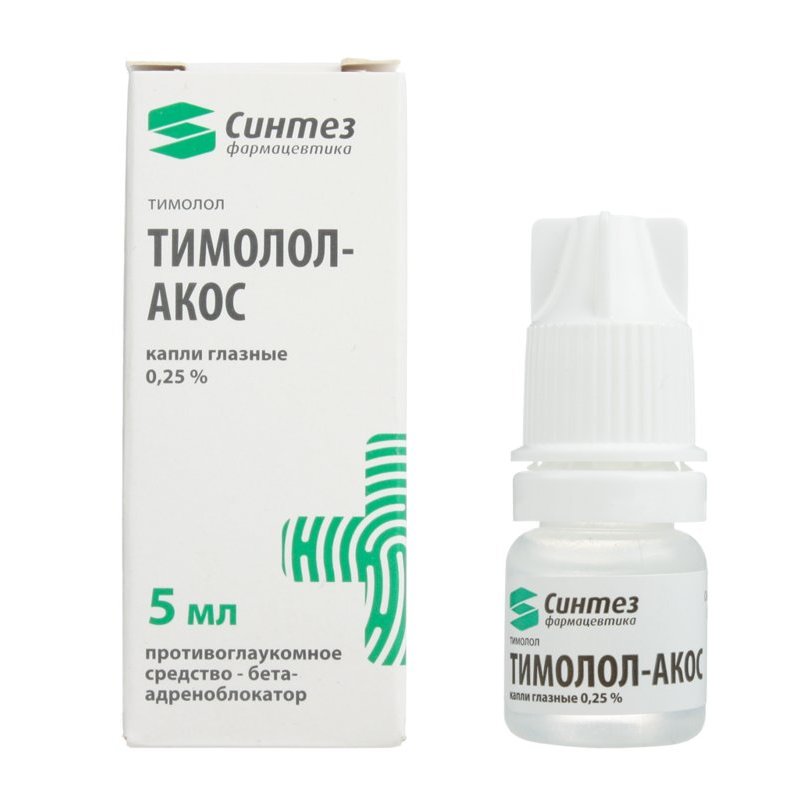 Тимолол-АКОС капли глазные 0,25 % флакон 5 мл 1 шт.
