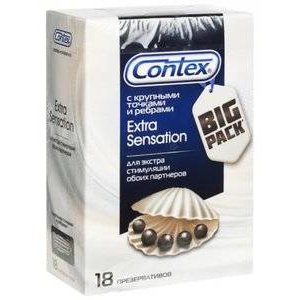 Презервативы Contex Extra Sensation с крупными точками и ребрами 18 шт.