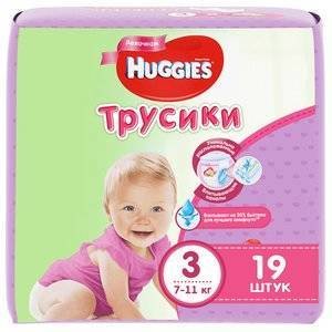 Подгузники-трусики для девочек Huggies размер 3 7-11 кг 19 шт.
