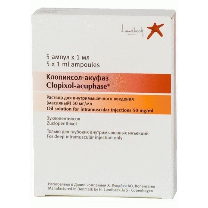 Клопиксол-Акуфаз раствор для внутримышечного введения масляный 50 мг/мл 1 мл ампулы 5 шт.