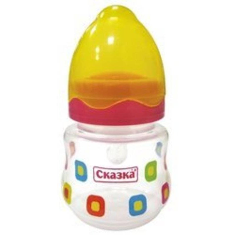 Бутылочка Сказка 1197 с широким горлышком фигурная 150 мл Цветные квадратики/птички