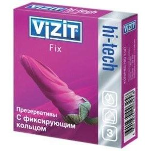Презервативы Vizit Hi-tech Fix с фиксирующим кольцом 3 шт.