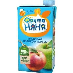 Сок ФрутоНяня яблоко-персик с мякотью с 3 лет 500 мл