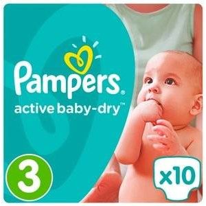 Подгузники Pampers Active Baby Dry размер 3 4-9 кг 10 шт.