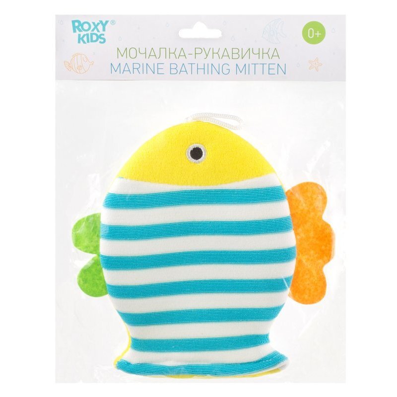 Мочалка-рукавичка хлопковая махровая Roxy-kids marine mitten