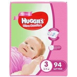 Подгузники для девочек Huggies Ultra Comfort размер 3 5-9 кг 94 шт.