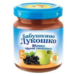 Пюре Бабушкино Лукошко яблоко-чёрная смородина с 5 мес., 100 г
