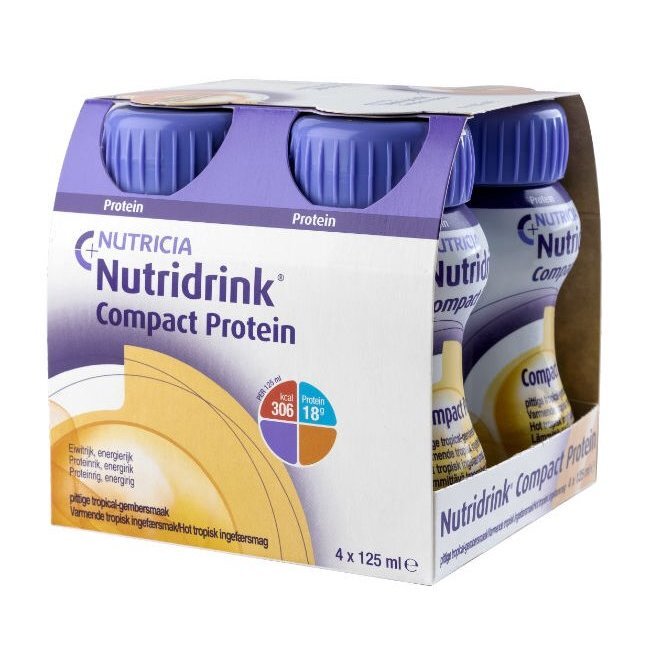 Жидкая смесь Nutridrink Компакт Протеин с согревающим вкусом имбиря и тропических фруктов 125 мл бутылочка 4 шт.