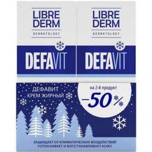 Подарочный набор Librederm Defavit Защита кожи зимой: Крем жирный успокаивающий восстанавливающий 50 мл 2 шт.