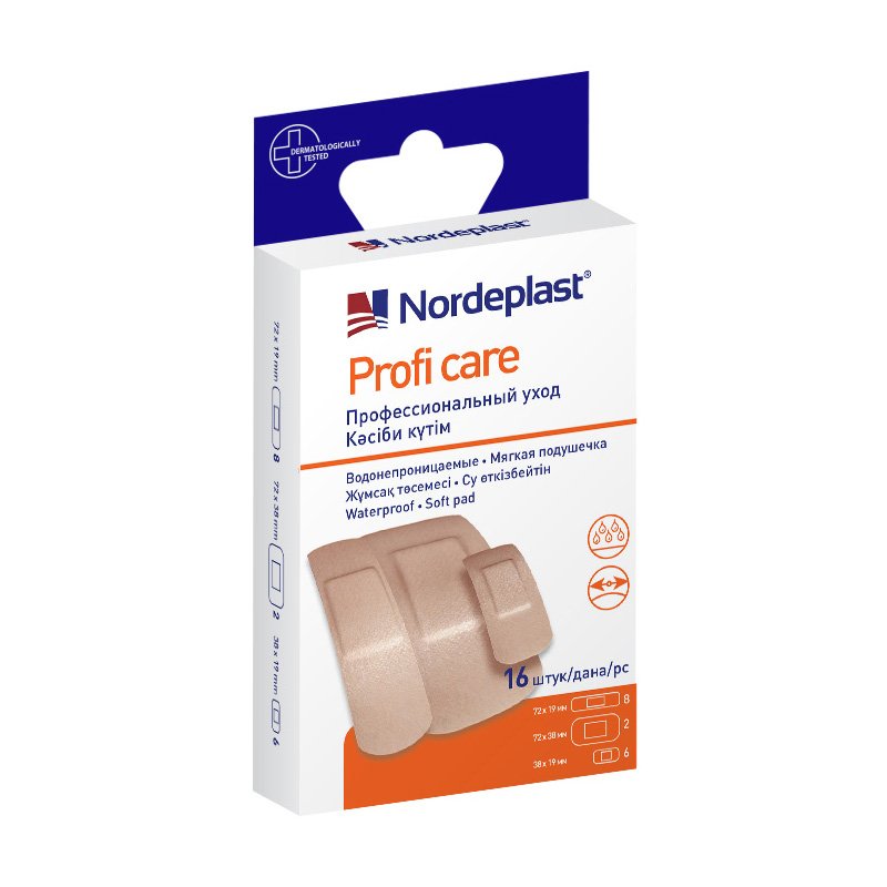 Пластырь Nordeplast медицинский Профи Кеа мягкая подушечка 3-х размеров 16 шт.
