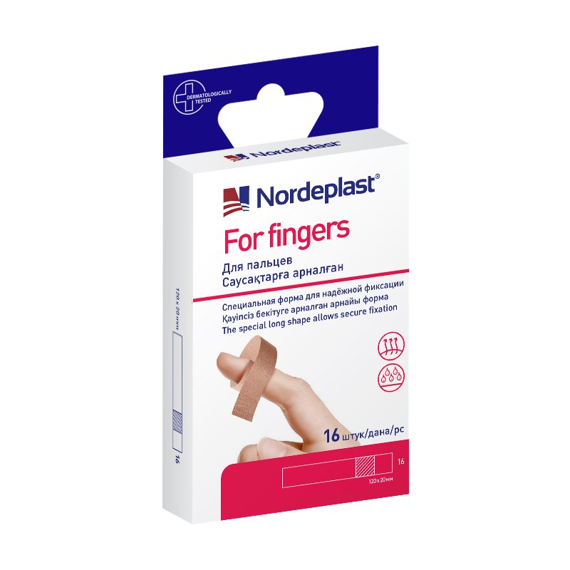 Пластырь Nordeplast медицинский фо фингерс для пальцев 120x20мм 16 шт.